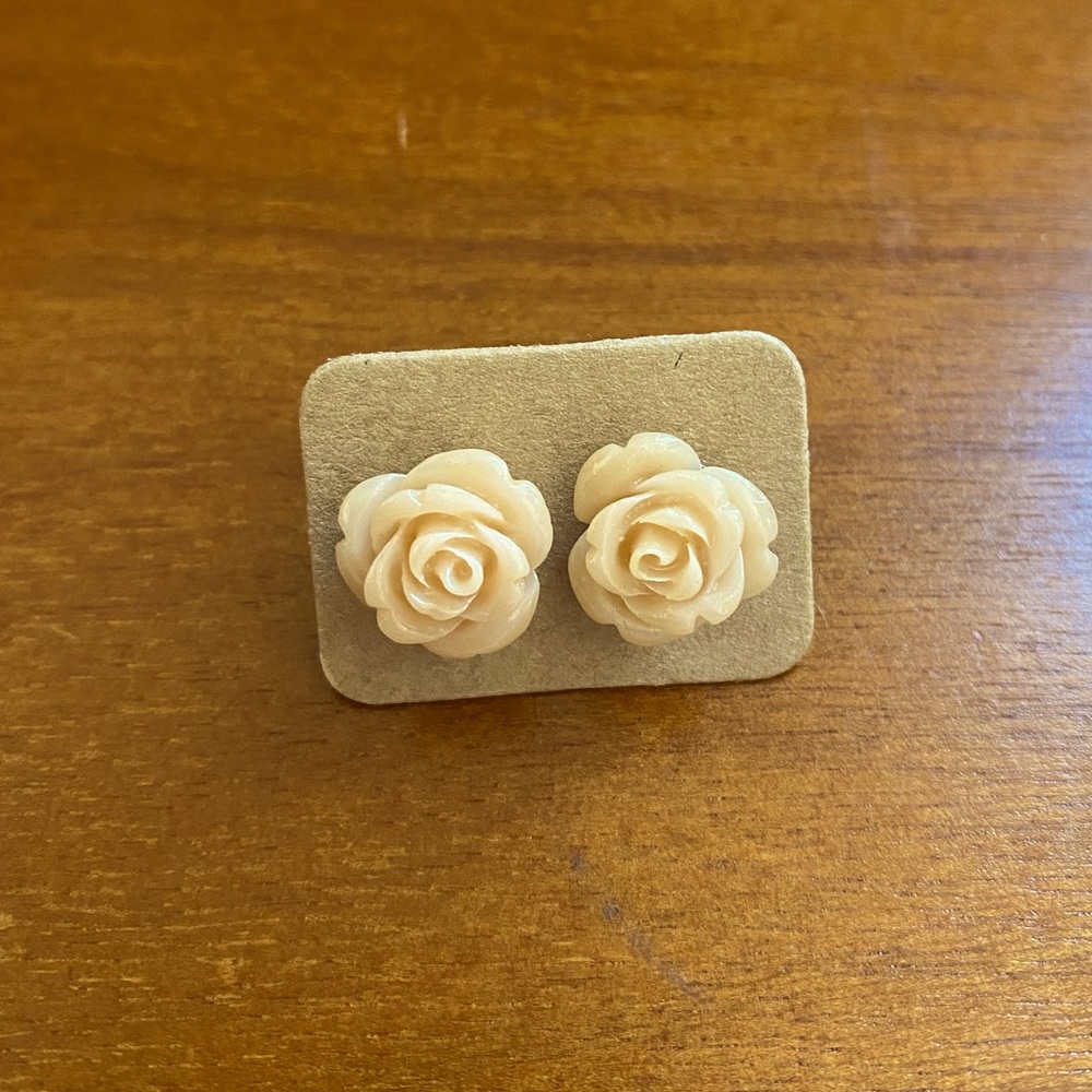 Peach Rose post earrings